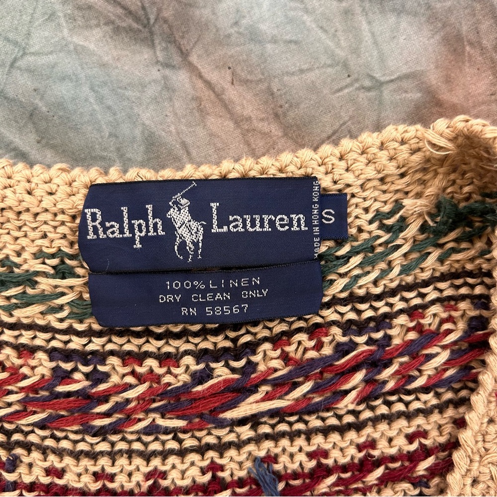 Vintage 1990s Ralph Lauren Safari Collection Sweater Vest with Elephant Motif S - Picture 2 of 4
